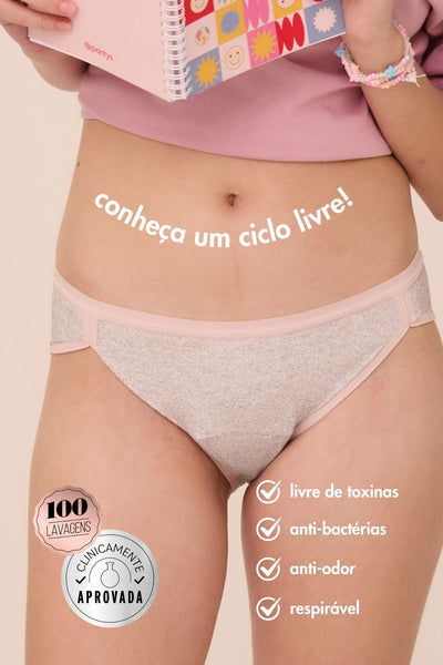 calcinha absorvente - mescla pink moon grls